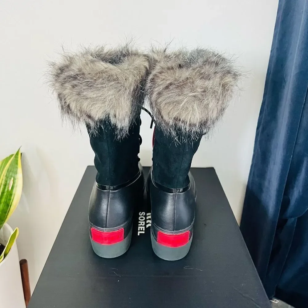 SOREL JOAN of Arctic Next‎ Faux Fur Waterproof Snow Boot, Black, Size 9.5, NWT